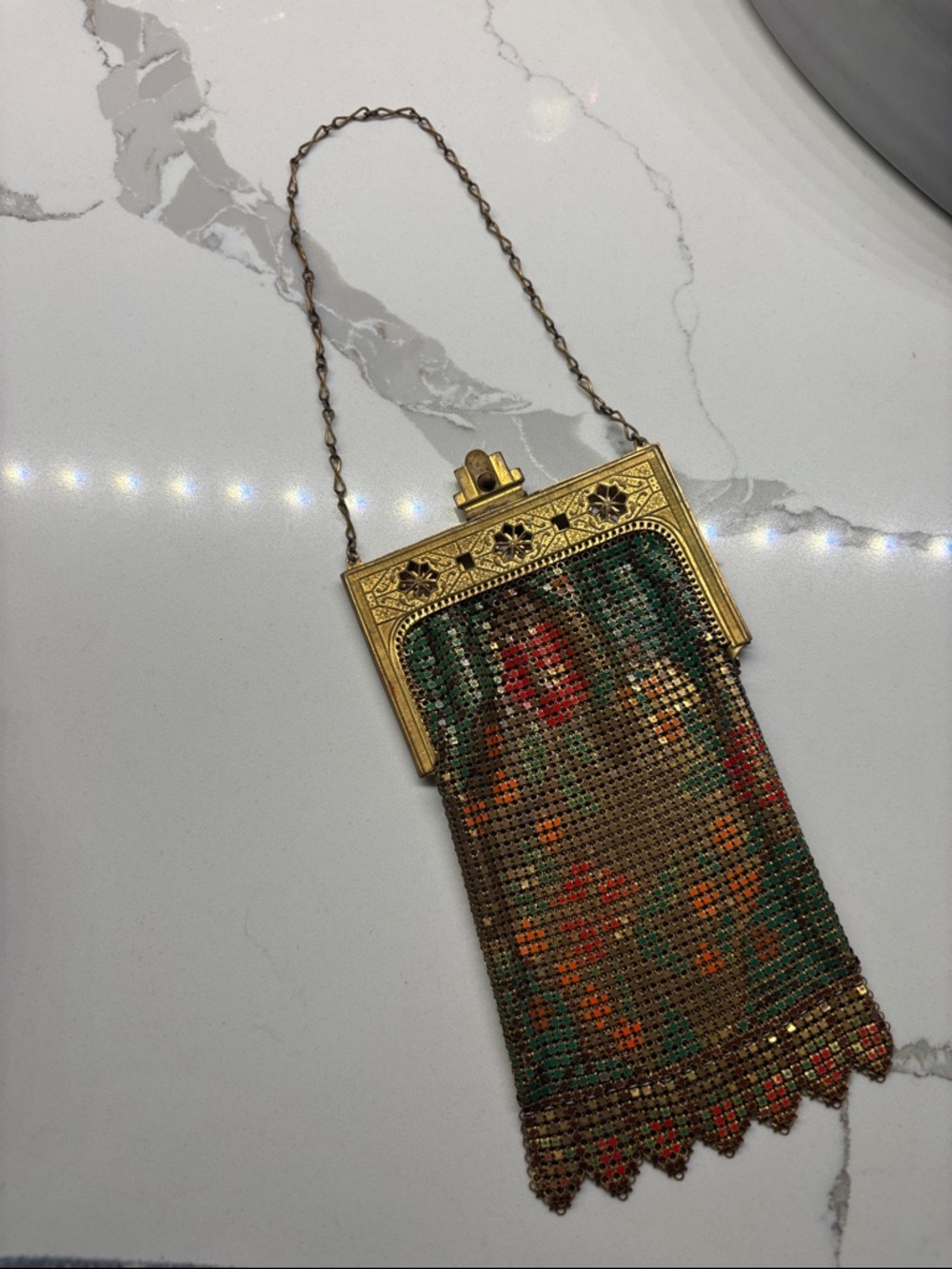 1920s Art Deco enameled mesh purse - Picture 4 of 13